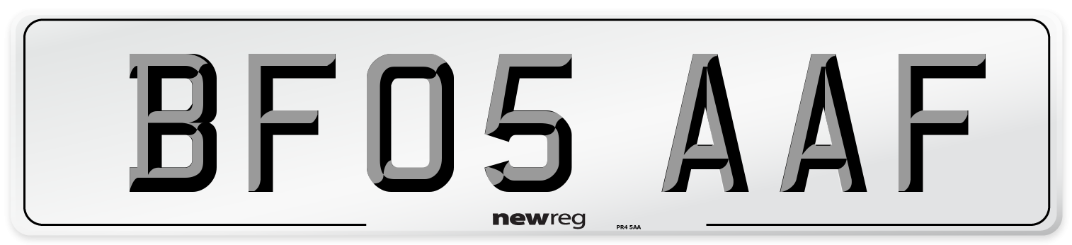 BF05 AAF Number Plate from New Reg